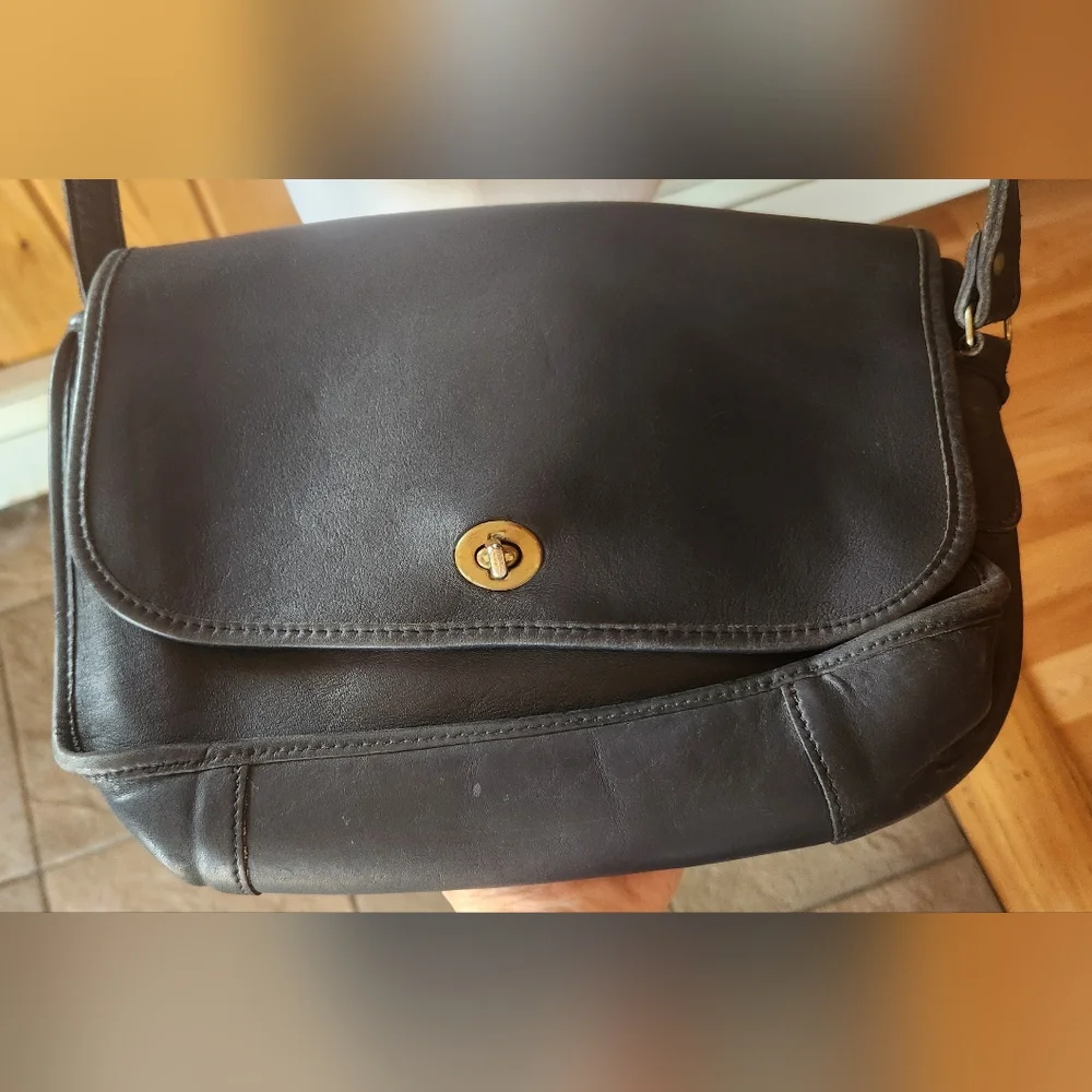 Vintage High Art Leather New York Saddle Bag Blue Grey Crossbody - Picture 11 of 13